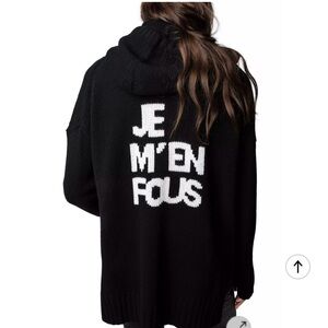 ZADIG & VOLTAIRE Salma We Amour Je M’en Fous Wool Knit Zip Hoodie